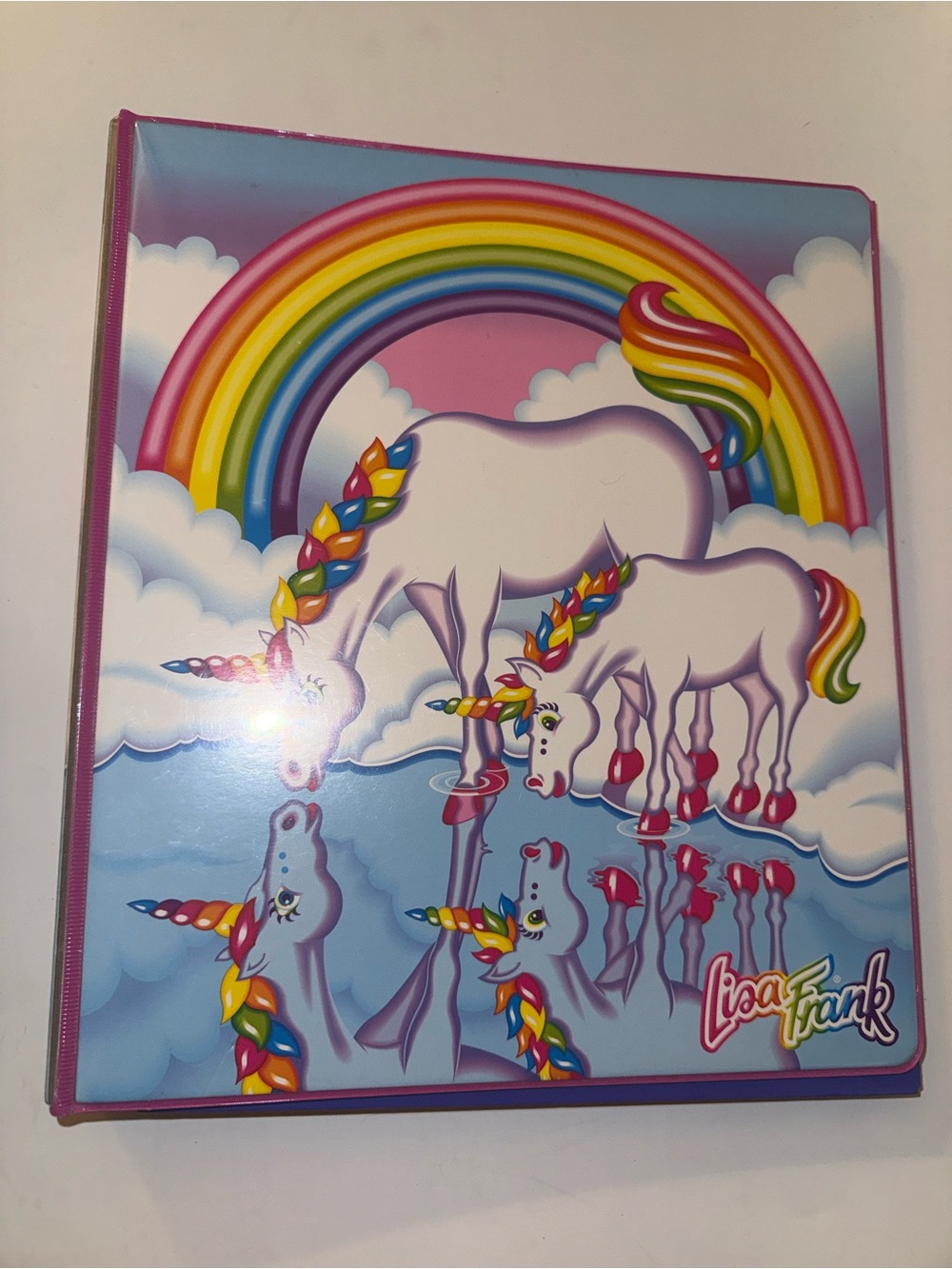 SET Lisa Frank Rainbow Unicorn Trio Binder with  Folders and glitter dividers